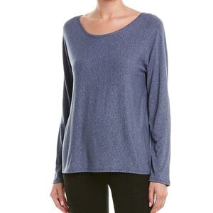 SPLENDID Long Sleeve Tee Open Vented Back Activewear Fitness Yoga Rayon Blend